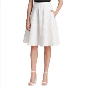 Theory White Textured A-Line Skirt